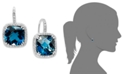 Macy's 14k White Gold Earrings, London Blue Topaz (10 ct. t.w.) and Diamond (1/3 ct. t.w.) Leverback Earrings